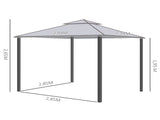 3 x 3 m Metal Gazebo, Garden Pavillion, Double Roof Outdoor Canopy Shelter with Mesh Sidewalls, Grey T3398P317716
