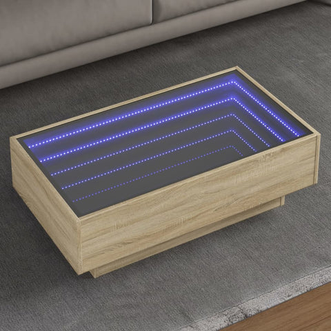 ZNTS Coffee Table with LED Sonoma Oak 90x50x30 cm Engineered Wood 847520