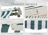 Manual Retractable Awning, size -Green/White Stripes T3398P310349