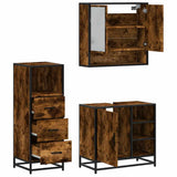 3 Piece Bathroom Furniture Set Smoked Oak Engineered Wood 3301057