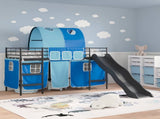 Kids'Loft Bed Frame Black and Blue 75 x 190 cm Metal 42020836