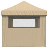 ZNTS Foldable Party Tent Pop-Up with 3 Sidewalls Beige 4004943