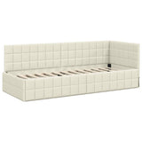Corner Bed Frame with Headboard Cream 80 cm x 200 cm Velvet 42016375