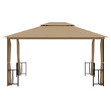Gazebo with Sidewalls&Double Roofs 3x4 m Taupe 318545