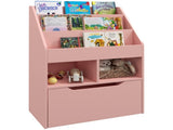 Kids Bookshelf, Toy Organiser, with Storage Drawer, Wheels - Pink T3398P347678