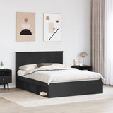 Bed Frame with Headboard Black 150 x 200 cm Solid Pine Wood 3410993