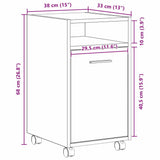 Wheeled Side Cabinet Black Oak 33 x 38 x 60 cm Engineered Wood 862632