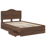 Bed Frame with Drawer Brown Oak 120 x 190 cm Engineer Wood 3413442