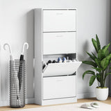 Shoe Cabinet White 63x24x147 cm Engineered Wood 342542