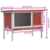 Outdoor Rabbit Hutch 1 Layer Red Wood 170830