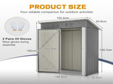 5x3 FT Outdoor Metal Storage Shed, Garden Tool Shed with 2 Vents, Weatherproof Color-Coated Steel, W5718P462144