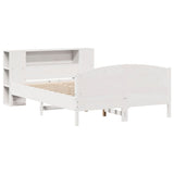 Bookcase Bed without Mattress White 140x200cm Solid Wood Pine 3323066