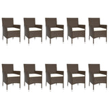 ZNTS 11 Piece Garden Dining Set with Cushions Brown Poly Rattan 3187449