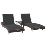 Sun Lounger 3 pcs Brown 197 x 70 x 82 cm Poly Rattan 3381202