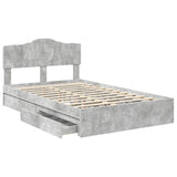 Storage Bed Concrete Grey 135 x 190 cm Engineered Wood 3413106