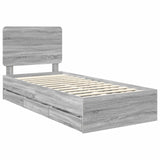 Bed Frame with Drawer Grey Sonoma 100 x 200 cm Engineer Wood 3412628