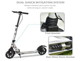 Teen/Adults Aluminium Folding Kick Scooter w/ Shock Mitigation System Silver T3398P349439