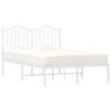 Metal Bed Frame without Mattress with Headboard White 120x200cm 373836