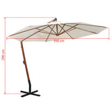 Hanging Garden Parasol 350 cm Wooden Pole White 42966