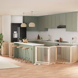 Dog Gate with Door Foldable 12 Panels 960 cm Poplar Wood 3155672