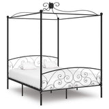Canopy Bed Frame without Mattress Black Metal 180x200 cm Super King 284479