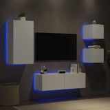4 Piece TV Wall Cabinets with LED Lights White 3216881