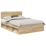Bed Frame with Headboard Sonoma 140 x 200 cm Solid Pine Wood 3412071