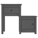 Bedside Cabinet 2 pcs Grey 79.5x38x65.5 cm Solid Wood Pine 814544