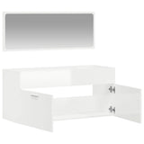 Bathroom Cabinet with Mirror High Gloss White Engineered Wood 833888
