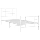 Metal Bed Frame without Mattress with Footboard White 90x200cm 355621