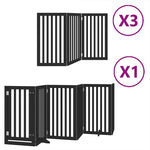 Dog Gate with Door Foldable 15 Panels Black 750 cm Poplar Wood 3155658