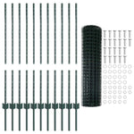 Fence with Posts Green 1 x 25 m Steel 3336007