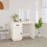 Dressing Table with LED White 95x50x133.5 cm Solid Wood Pine 820093