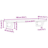Basin Shelf Wall Mounted Steel and Solid Wood Oak 3302550