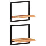 Wall Shelves 2 pcs 40x24x35 cm Solid Wood Acacia and Steel 338460