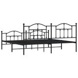 Metal Bed Frame without Mattress with Footboard Black 200x200cm 353464