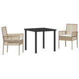 Garden Dining Set with Cushion 3 pcs Beige Poly Rattan 3379891
