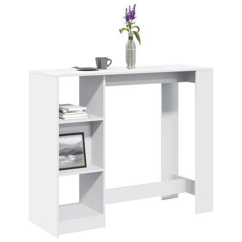 ZNTS Bar Table with Shelf White 124x46x103.5 cm Engineered Wood 854391