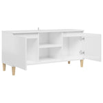 TV Cabinet & Solid Wood Legs High Gloss White 103.5x35x50 cm 805965