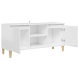 TV Cabinet & Solid Wood Legs High Gloss White 103.5x35x50 cm 805965