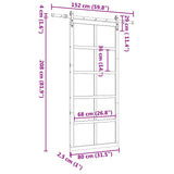 Sliding Door Brown 80 x 208 cm Solid Pine Wood 3381155
