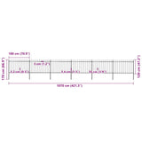 Garden Fence with Spear Top Steel 1070x120 cm Black 277625