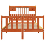 Bookcase Bed without Mattress Wax Brown 135x190 cm Double Solid Wood Pine 3321756