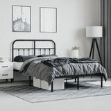 Bed Frame Black Powder-Coated Steel 120x190 cm Small Double 352575