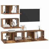 TV Cabinet Set Wall-mounted 4 pcs Old Wood Engineered Wood 3393393