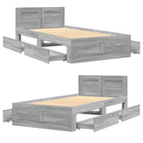 Bed Frame with Headboard without Mattress Concrete Grey 90x190 cm Single 3295614