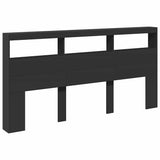 Headboard Cabinet with LED Black 200x17x102 cm 839218