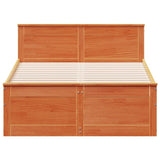 Bed Frame without Mattress with Headboard Wax Brown 135x190 cm Double Solid Wood Pine 3308782