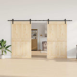 Sliding Door Hardware Kit 366 cm Steel Black 3295777