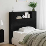 Storage Headboard with LED Black Oak Engineered Wood 3418646